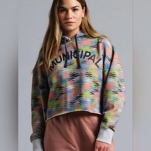 Municipal Women's M.OG Zig Zag Cropped Oversized Colorful Hoodie Size Small